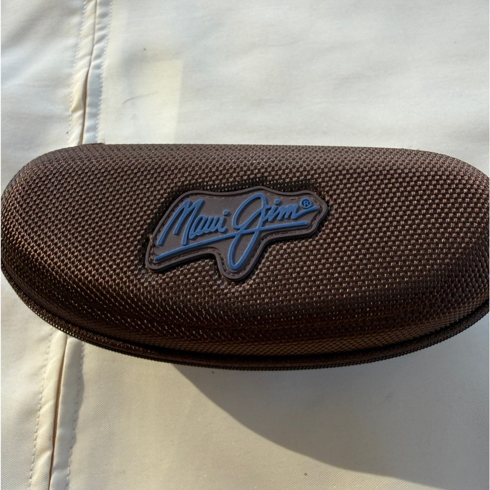 Maui Jim Brown Woven Hard Shell Zippered Sunglasses Case Blue‎ Logo